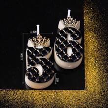 1pc Birthday Candle Creative Crown Shaped Number Candle Party Cake Decoration For Children - Multicolor - View 3
