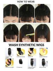 Clip In Bangs Air Bangs With Sideburns Synthetic Wigs Wine Red Straight Fring Fake Bangs Forehead Wig Piece Hair Toppers Wig Accessories