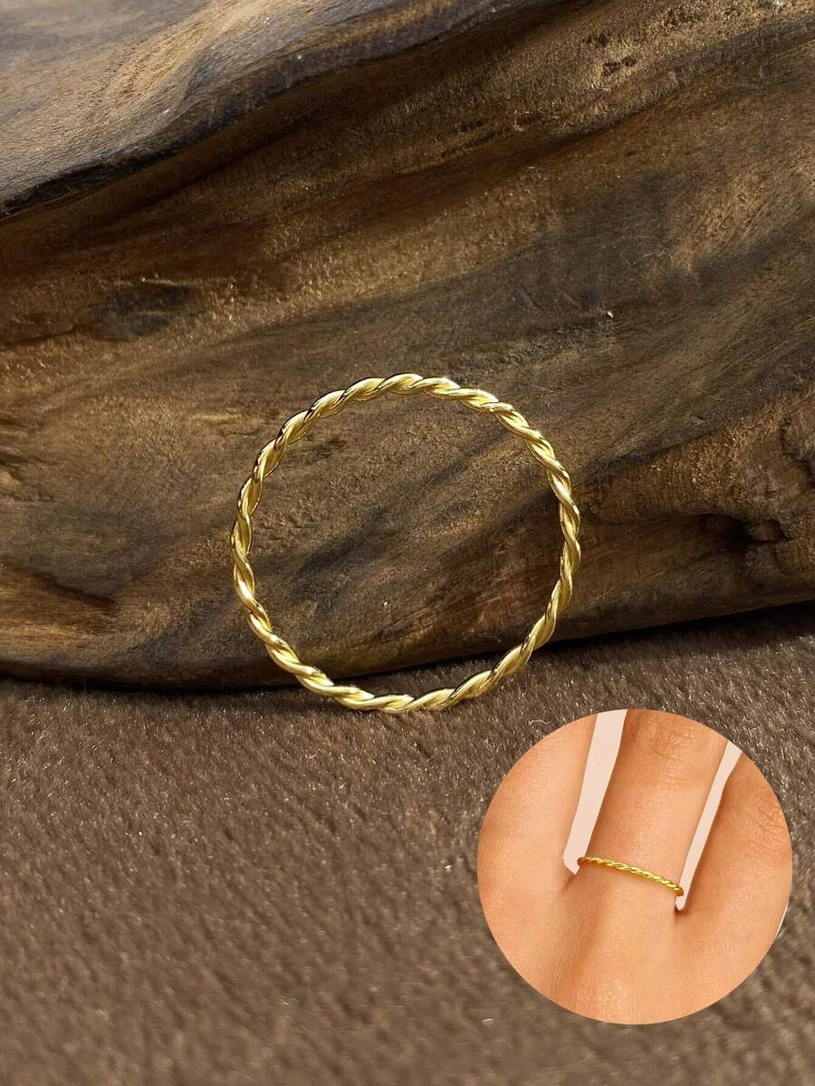 1入女士耳環多功能實心s925純銀設計簡約雙股扭曲戒指,適用於約會禮物精品珠寶