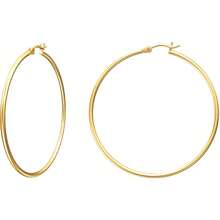 1 Paire De Boucles D'oreilles Créoles Rondes Audacieuses Pour Femmes, Plaquées Or, Conception Cylindrique En Acier Inoxydable