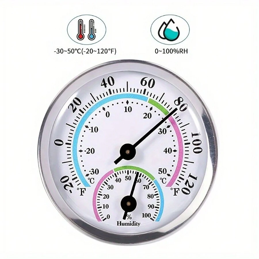 Mini Pointer Thermometer Hygrometer With Aluminum Outer Shell, Plastic Casing And Lens - [58mm]Colorful Thermometer and Hygrometer With Full Aluminum Housing - View 1