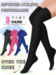 3 Pairs Knee Thigh High Compression Stockings Over The Knee For Women Men Long Socks 15 - 20 Mmhg Socks Issues Running Pregnancy Sport Gym