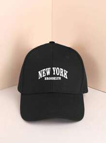 1入組 女童男童 NEW YORK BROOKLYN 印花防曬棒球帽，可調式戶外休閒帽，適用於春秋旅行、Y2K海灘假期、防曬 - 黑色 - 查看 5