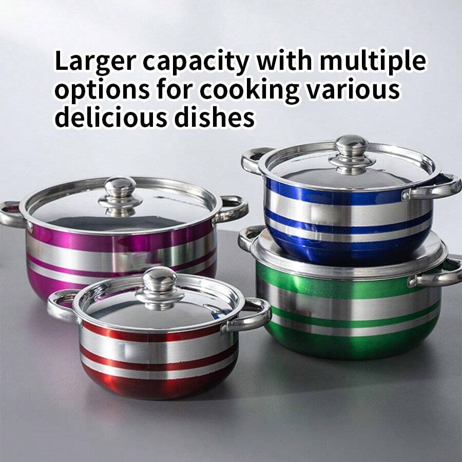 4入組不銹鋼廚房湯鍋套裝（1件） - 彩色 - 查看 1
