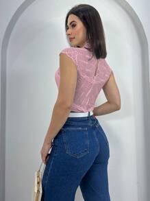 Women Bodysuits - 乾枯玫瑰色 - 查看 4