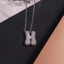 1入款銀色立方體女式首字母項鍊，26個字母客製化名稱項鍊魅力珠寶 - 銀色 - 查看 13