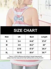 Women Casual Tank Tops Round Neck Basic Patriotic Shirt Summer Sleeveless T-Shirt USA Flag Stars Tee Cute Bow Clothes - 紅色 - 查看 5