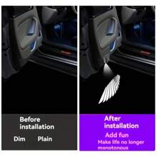 2入組天使翅膀（老虎/馬）圖案汽車車門歡迎投影LED暗影燈，汽車歡迎燈，提升您的汽車風格，不包括電池 - 黑色 - 查看 10