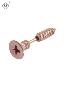 1pc Fashion Punk Style Stainless Steel Cross Screw Earring, Unisex Daily Wear - Phillips Screws - View 15