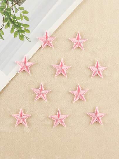 Embroidered Badge Clothing Accessories DIY Iron-On Patch Star Shaped, Pack Of 10