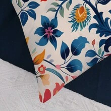 1pc Morris Pattern Printed Orange & Blue Cushion Cover With Peach Skin Texture Material, 45*45CM/18*18inch Pillowcase For Modern Fabric Sofa Indoor Decor & Party Decorations - Multicolor - View 7
