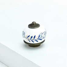 1 pieza de Tirador de cajón de muebles de manija pequeña de aleación de zinc / cerámica de estilo chino blanco con un solo agujero - cerámica china blanca - Ver 3