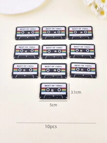 10pcs/Pack Fashionable Magnetic Tape & Disc Acrylic Pendant, Suitable For Women DIY Jewelry Making - Multicolor - View 18