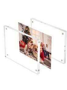 1入組亞克力強力磁性相框，帶架子，可作桌上名片夾、水晶相框、標價牌或偶像卡磁性徽章使用