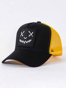 “XX”嘻哈風趣面部印花駕駛帽，網眼後背時髦街頭風格的春夏運動帽，男女通用的休閒棒球帽 - A - 查看 11