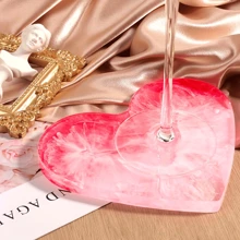 3 个大型树脂模具，柔性硅胶模具，包括圆形、矩形、心形杯垫模具、装饰模具，配有 20 个指套和 1 个镊子。 - 彩色 - 查看 3