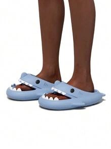 Shark Slippers New Style Shark Slides For Men Non-Slip Soft Thick Sole Open Toe Beach Pool Shower Shark Slides - Blue - View 5