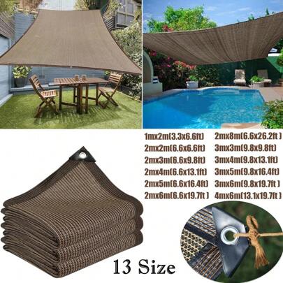 شبكة ظلال الشمس بلون القهوة المضادة للأشعة فوق البنفسجية مع حواف ملزمة وشبكة شمسية لحمام السباحة ومظلة معدنية مضادة للأشعة فوق البنفسجية للنباتات