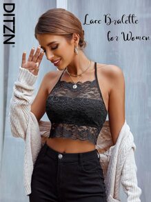 DITZN Camisola de encaje para mujer, camiseta interior de moda con top de doble tirante para la espalda descubierta