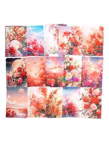 CANDY POETRY 30 tờ/gói Giấy chất liệu sổ lưu niệm thiết kế hoa & hoa, Giấy nền trang trí DIY, Quà tặng ngày lễ, Vật liệu cắt dán thủ công, Dự án sổ lưu niệm cá nhân Đồ dùng văn phòng phẩm trường học sáng tạo - Đỏ - Xem 8