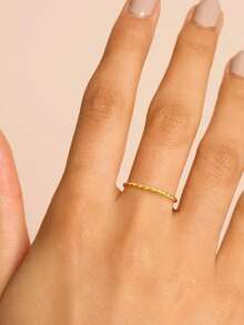 1入女士耳環多功能實心s925純銀設計簡約雙股扭曲戒指,適用於約會禮物精品珠寶 - 金色 - 查看 6