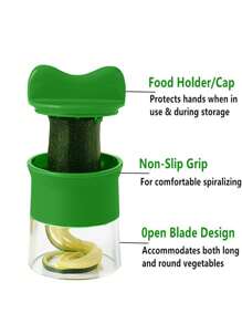 1pc Manual Multi-Vegetable Spiral Slicer - Create Healthy Zucchini Noodles And Fruit Twists - Kitchen Gadget - Green - View 2