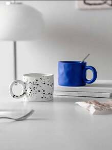 Taza de cerámica con puntos negros y blancos - 1 pieza - Blanco y Negro - Ver 3