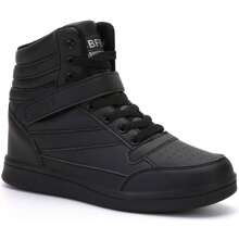 Womens High Top Ankle Support Sneakers Vibrant Colour Hidden Wedge Heel Retro 80s Tennis Shoes For Girls Cosplay Removable Insole Footwear - 黑色 - 查看 3