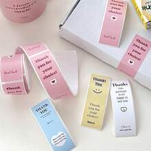 100pcs/Roll Simple Food Bag Sealing Sticker, "THANK YOU" Gift Decoration Stickers, Decorative Stickers For Packaging Bags Wedding Party Gift Bags - Multicolor - View 10