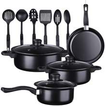 Nonstick Pots And Pans Set, 13 Piece Cookware Set, Kitchen Utensils, Gifts For Friends And Family - Black - View 1