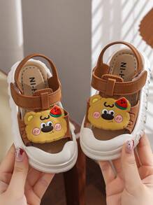 1 Pair Kid Cute Cartoon Bear Design Sandals, Soft Bottom Beach Shoes, Perfect For Summer