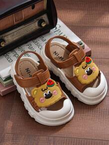 1 Pair Kid Cute Cartoon Bear Design Sandals, Soft Bottom Beach Shoes, Perfect For Summer