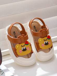 1 Pair Kid Cute Cartoon Bear Design Sandals, Soft Bottom Beach Shoes, Perfect For Summer