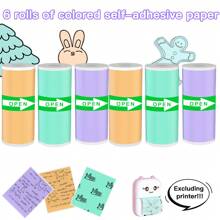 3/6/12 Cuộn Giấy In Mini Với Nhiều Màu Sắc Cho Máy In Nhiệt Bỏ Túi, Không Dây Nghiên Cứu Ghi Chú In Ảnh Inkless, 57 Mm - 6 tờ giấy tự dính nhiều màu - Xem 1