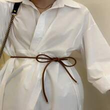 1 pezzo Cintura in corda di pelle colorata da donna. Pendente metallico, si annoda semplicemente attorno in vita, adatta per maglioni, vestiti, t-shirt morbide, ecc. Cintura multifunzionale per San Valentino