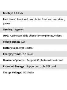 1200W 1080P數位相機，彩色充電攝像頭，配備2吋TFT液晶屏，支援64GB mini SD卡（紫色）