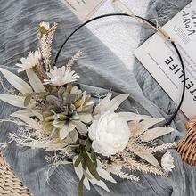 Guirnalda de flores simuladas semi-circular montada en la pared, adecuada para la decoración del hogar - Blanco - Ver 4