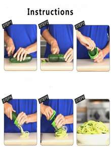 1pc Manual Multi-Vegetable Spiral Slicer - Create Healthy Zucchini Noodles And Fruit Twists - Kitchen Gadget - Green - View 7