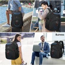 17 Inch Waterproof Laptop Backpack For Travel With TSA Friendly, Extra Large College School Gaming Backpack For 17.3 Inch Computer, Business Backpack With USB Charging Port For Men And Women, Black Ruck Sack Work Weekend Summer Vacation Holiday Large Capacity Carry On Utility Gift Personalised Gifts Boyfriend Dad Husband Rucksack Fathers Day Gifts College Bag School Bag FreshmanFor Books Back To School Multi-Functional Dorm University Students Book Bag - Blue - View 10