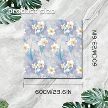 原創設計復古花卉印花背景直角廚房電器防塵墊，適用於洗衣機、咖啡機、烤箱、冰箱、廚房檯面、床邊櫃、寵物墊、家具、珪藻泥裝飾 - 紫色 - 查看 2