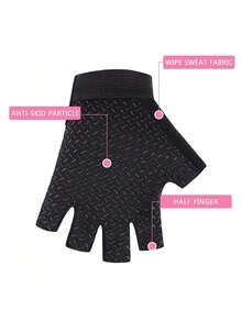 1pair Kids Sport Gloves, Kids Half Finger Gloves, Kids Boys Girls Cycling Gloves, Kids Fishing Gloves For Cycling Camping Fishing Outdoor Sports - Pink - View 7