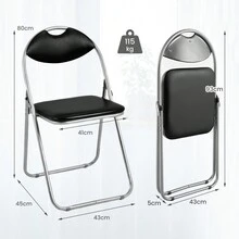 2 Pack Padded Folding Chair, Metal Frame Easy Storage Conference Chair With Sponge Seat, Backrest And Foot Pads, Hall Guest Seating For Bedrooms Office Events - Black - View 7