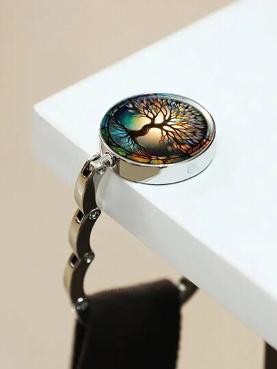 1 Stück Handtaschenhalter mit exquisitem Baum des Lebens Muster zum Falten für Tische und Schreibtische - hängen Sie Ihre Taschen überall bequem auf