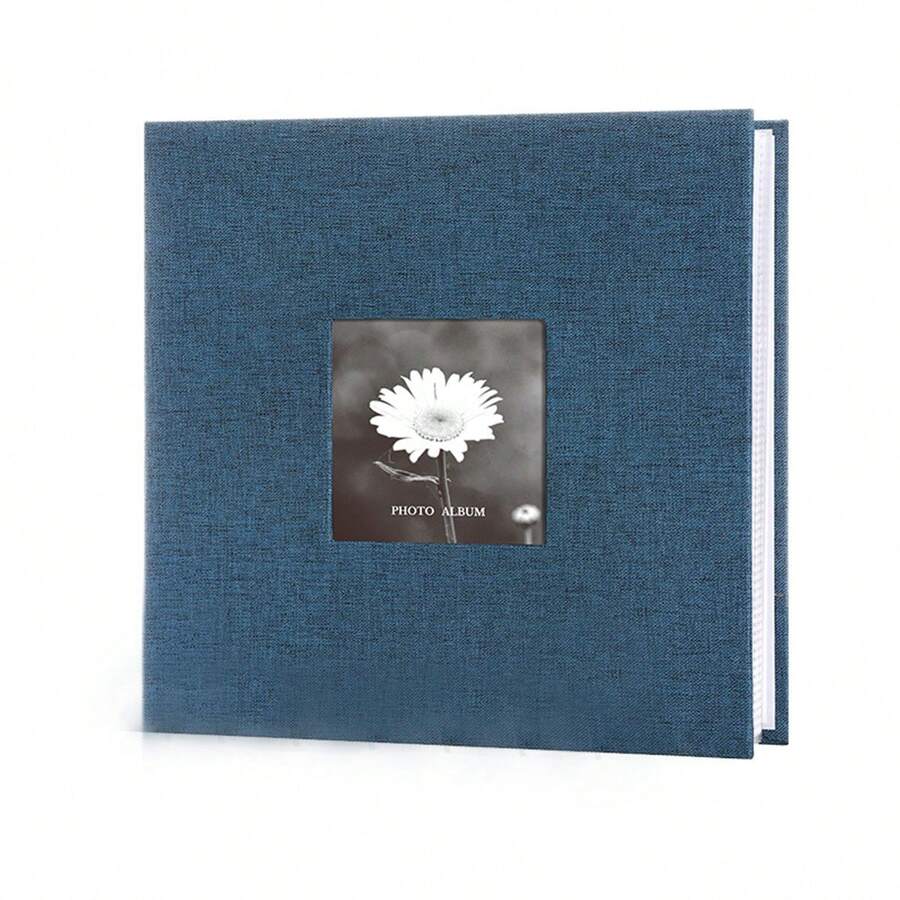 1pc Fabric Frame Cover Photo Album 200 Pockets Hold 4x6 Photos - Navy Blue - View 1