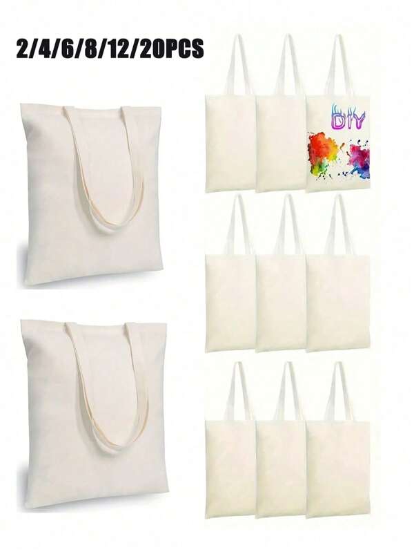 2/4/6/8/12/20Pcs Sublimation Tote Bags Sublimation Blank Tote Bags For Decoration ,Tote Bag, Lightweight Medium Reusable Grocery Shopping Cloth Bags, Reusable Grocery Shopping Cloth Bag, Reusable Folding Shopping Shoulder Bag, Large Capacity Folding Shopping Bag, Household Supplies, Suitable For DIY, Advertising, Promotions, Gifts, Events