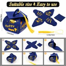 20 piezas Caja de regalo en forma de gorro de graduación Recuerdos de fiesta de graduación Caja de dulces con borla Centros de mesa de graduación para mesas Decoraciones de graduación de 2024 Grad Part - Azul - Ver 3