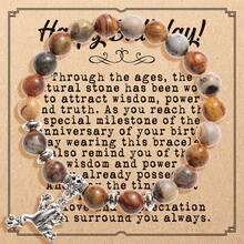 1 Mặt Dây Mỏ Neo Hợp Thời Trang Cá Tính Vòng Tay Đính Hạt Đá Đen Mờ Đá Hổ Ngọc Ngọc Lam Handmade Với Thẻ Trang Sức Quà Tặng Lời Chúc Phúc Với Hộp Quà Tặng Vòng Tay Nữ - Đá lá xanh 2437-4 + hộp - Xem 8