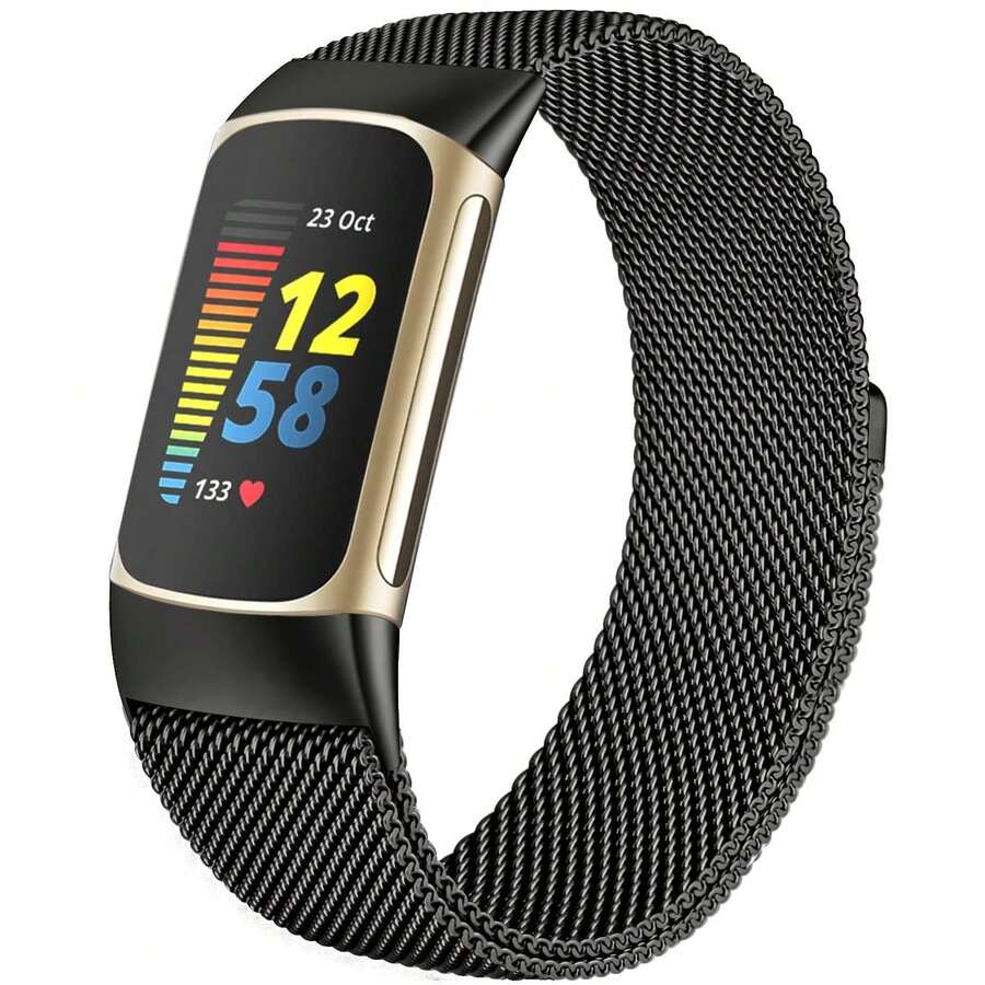 Fitbit Charge 5 Bands, Metal Mesh Loop Bands For Fitbit Charge 5/Charge 6 Band For Women Men, Adjustable Stainless Steel Wristbands Replacement Straps For Fitbit Charge 5/6 Activity Tracker