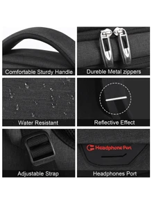 15.6 英寸背包，大容量周末过夜包旅行背包，航空公司认可的防水笔记本电脑背包礼物，休闲背包，带 USB 端口的学校背包，最佳情人节露营徒步旅行黑色包多功能便携式时尚休闲度假趣味礼物圣诞节感恩节礼物 - 黑色 - 查看 5