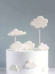 6pcs Cloud Cake Decoration Toppers Creative Cute Party Birthday Cake Decor DIY Cloud Insert Card Set